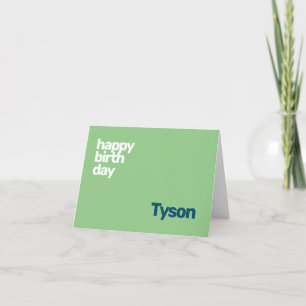 carte personnelle joyeux anniversaire minimal vert