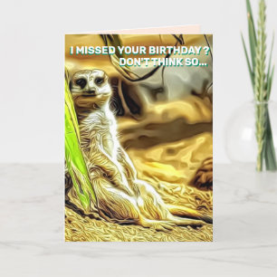 Carte Personnelle Meerkat Funny Manquant Anniversaire & 