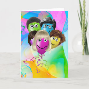 Carte Personnes amusantes Ballons d'anniversaire du grou