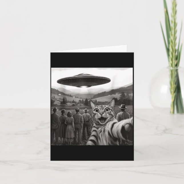 Carte Personnes regardant un chat extraterrestre drôle p (Devant)
