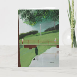 Carte Personnes sur la promenade de la nature, étang, ca
