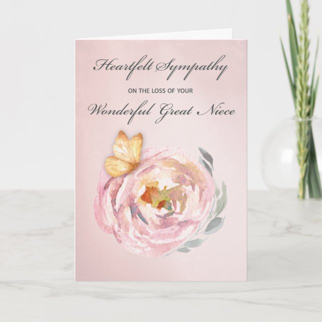 Carte Perte de petite-nièce papillon rose Sympathie (Devant)