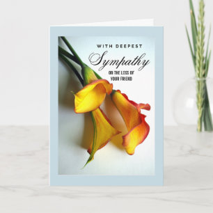 Carte Perte de sympathie amicale Calla Lilies