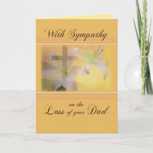 Carte Perte de sympathie de papa, Lys, Croix (Devant)