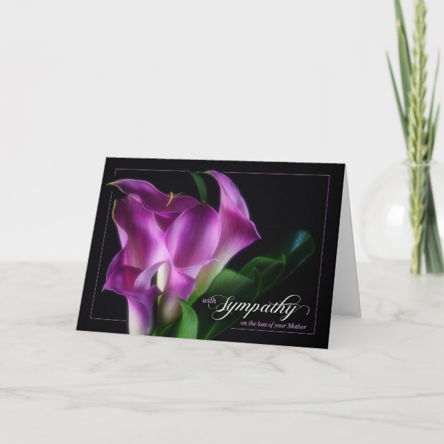 Carte Perte d'une mère Sympathie Purple Calla Lilies (Devant)