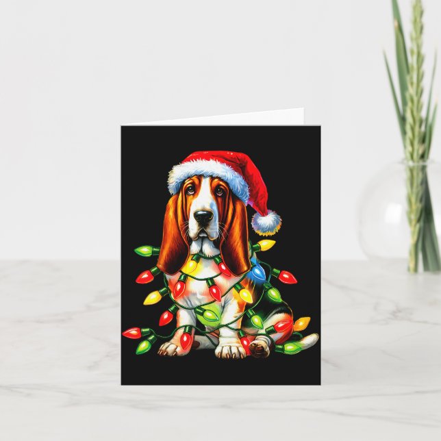 Carte Pet Animal Bet Hound Dog Lover Santa Hat Christmas (Devant)