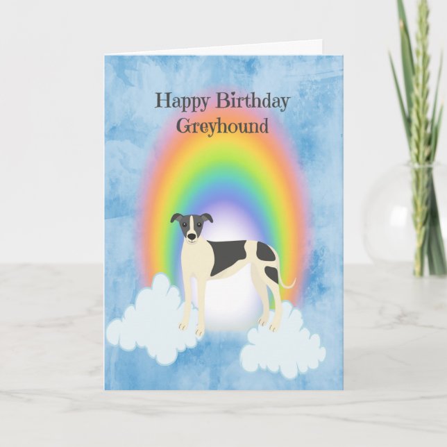 Carte Pet Birthday Card pour Greyhound avec Arc en ciel (Devant)