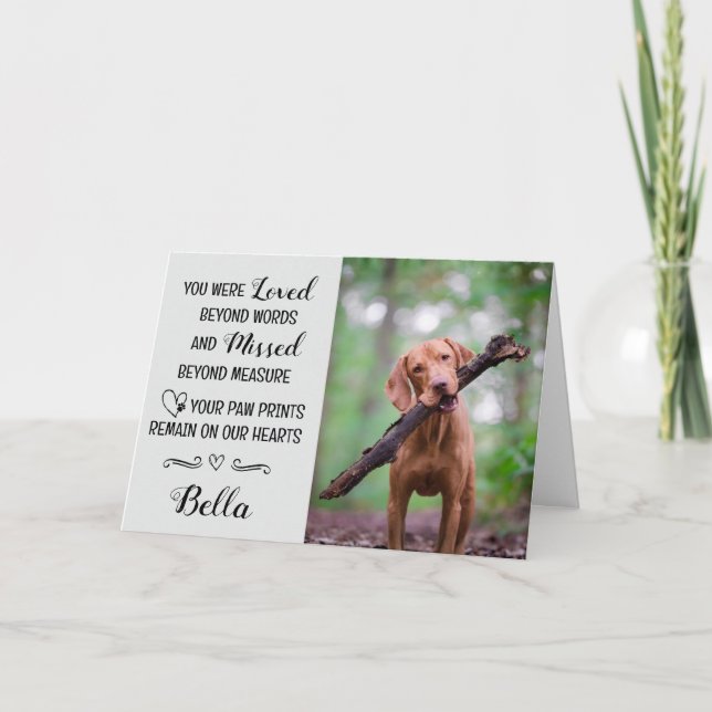 Carte Pet Loss Sympathy Card Personalized Photo Pet Name (Devant)