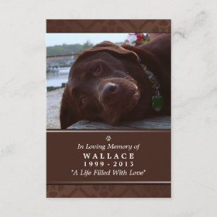 Carte Pet Memorial 3,5 po x 5 po - Photo Brown fon