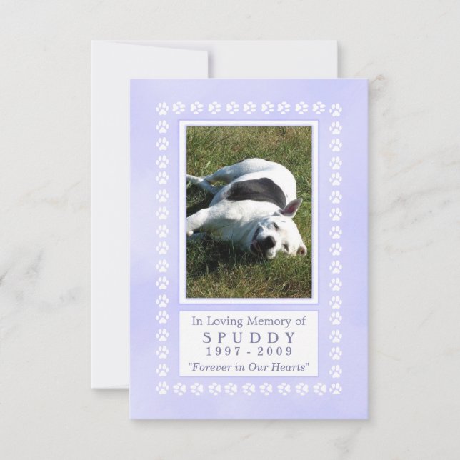Carte Pet Memorial 3.5"x5" - Empreinte bleu paradi (Devant)