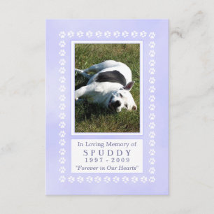 Carte Pet Memorial 3.5"x5" - Empreinte bleu paradi