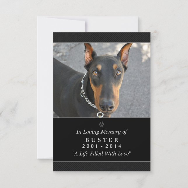Carte Pet Memorial 3,5 x 5 Prière noire pour anima (Devant)