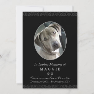 Carte Pet Memorial 5"x7" cadre photo noir ovale