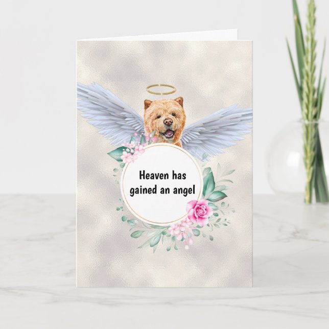 Carte Pet memorial Chow chow chien angel ailes poème (Devant)