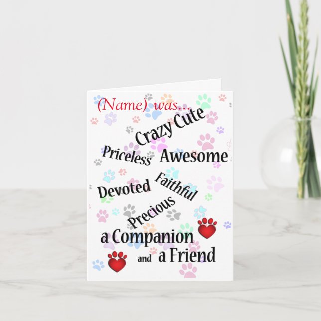 Carte Pet Memorial Crazy Cute Sympathy (Devant)