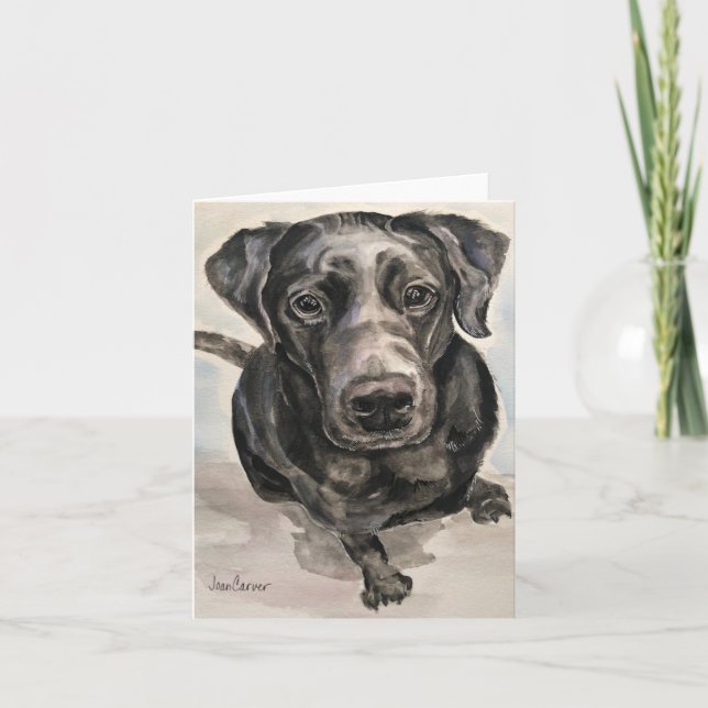 Carte Pet Portrait - Black Lab - Young Pup (Devant)