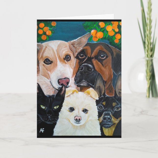 Carte Pet Selfie Painting by Alfred Fox (Devant)