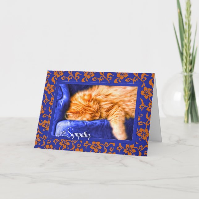 Carte Pet Sympathie Orange Tabby Chat avec Bleu (Devant)