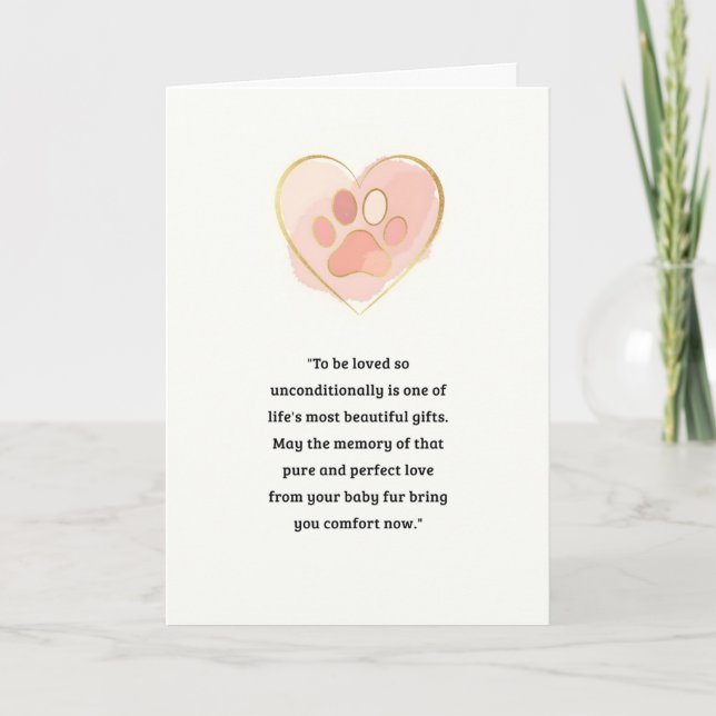 Carte Pet Sympathy Card Love Paw Series (Devant)