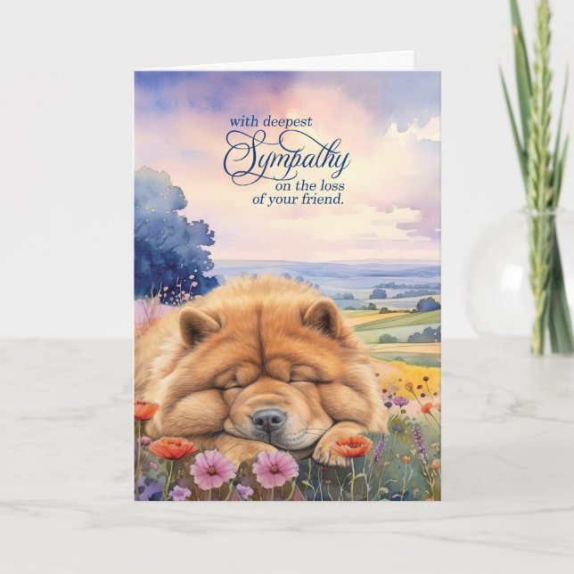 Carte Pet Sympathy Chow Chow Dog Wildflowers (Devant)