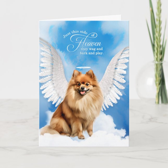 Carte Pet Sympathy Loss of a Dog Pomeranian Angel (Devant)