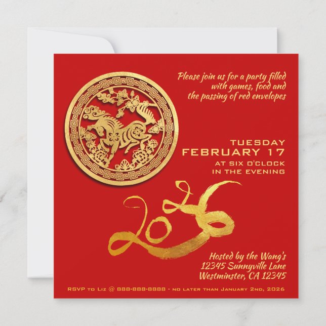 Carte Pétards chinois traditionnels Cheval Année SqC01 (Dos)