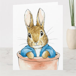Carte Peter le lapin assis dans un pot Plante