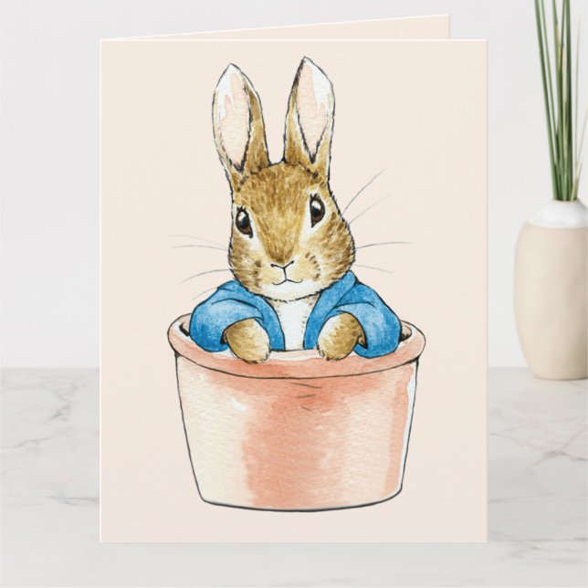 Carte Peter le lapin assis en pot Plante (Devant)