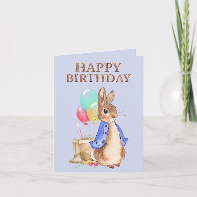 Carte Peter le lapin avec le thème de beigne Joyeux anni (Devant)