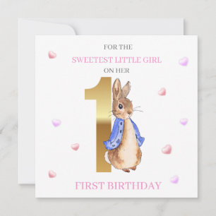 Carte Peter le lapin Salutation de premier anniversaire