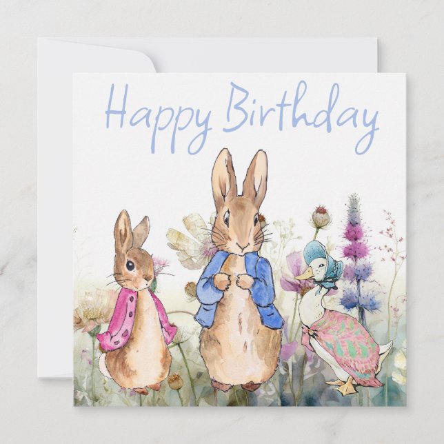 Carte Peter the Rabbit Flopsy Jemima Jappy Birthday (Devant)
