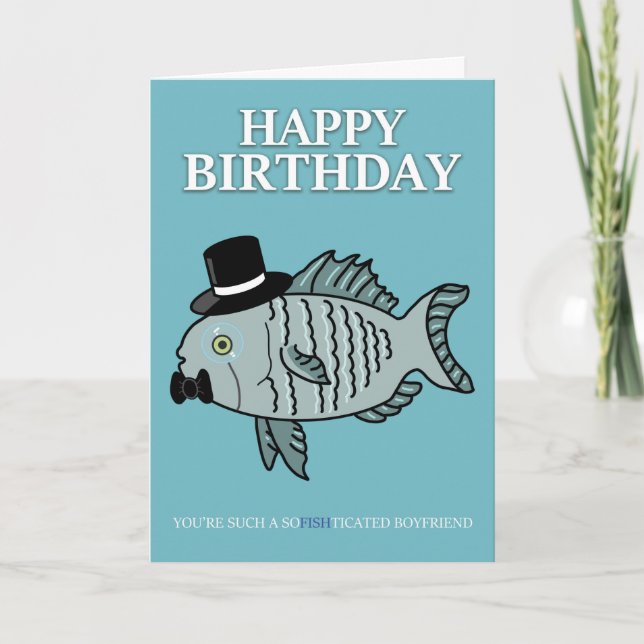 Carte Petit ami Anniversaire Poisson Plaisanterie (Devant)