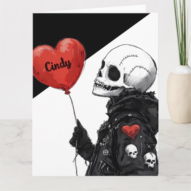 Carte Petit ami effrayant - Crâne personnalisable avec b (Devant)
