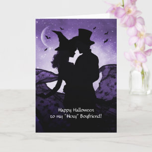 Carte Petit ami Joyeux Halloween sorcière et démoniste
