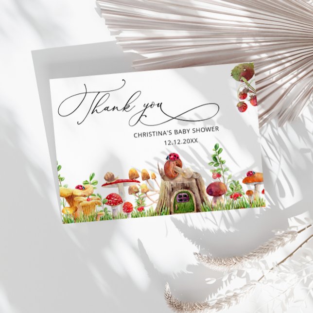 Carte Petit Baby shower de champignons sauvages Merci (Créateur téléchargé)