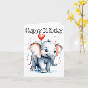 Carte Petit bébé éléphant Joyeux anniversaire
