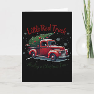 Carte Petit camion rouge transportant un arbre de Noël f