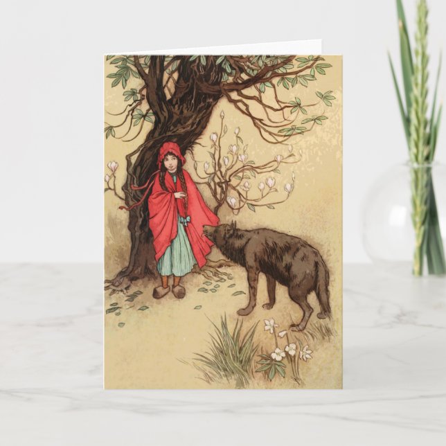 Carte Petit Chaperon rouge Conte de fées Vintage (Devant)