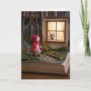 Carte Petit Chaperon Rouge d'anniversaire sur une page d