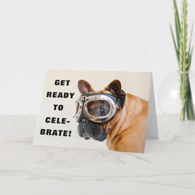 Carte Petit Chien Ajouter un nom ou Age Fun Joyeux Anniv (Devant)