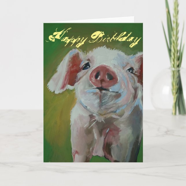 Carte Petit Cochon Joyeux anniversaire (Devant)