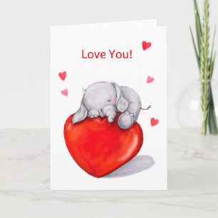 Carte Petit éléphant mignon sur le grand écoute, je t'ai