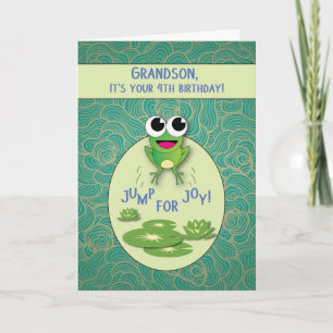 Carte Petit-fils, 4e anniversaire, grenouille