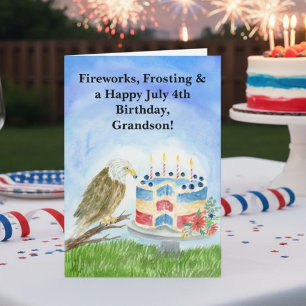 Carte Petit-fils Anniversaire 4 juillet Aigle américain