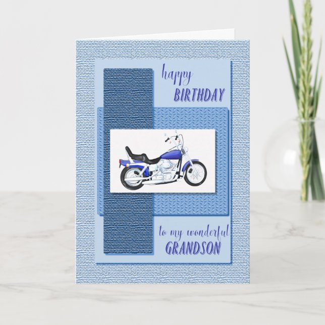 Carte Petit-fils, anniversaire de vélo de moteur (Devant)