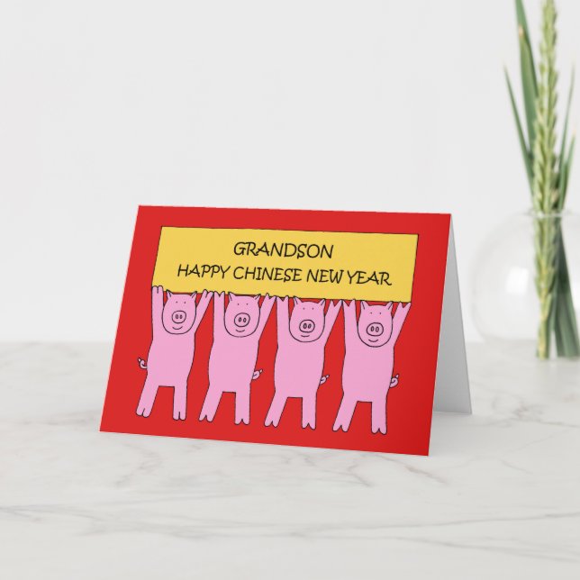 Carte Petit-fils Bonne année chinoise du cochon (Devant)