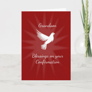 Carte Petit-fils Confirmation Religieuse Colombe Rouge R