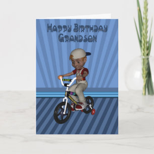 Carte Petit-fils de joyeux anniversaire, garçon sur une