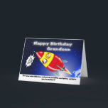 Carte Petit-fils drôle d'anniversaire de Rocket<br><div class="desc">Voici maintenant une grande manière d'envoyer un message personnel avec cette carte drôle de petit-fils de joyeux anniversaire de vaisseau spatial, </div>