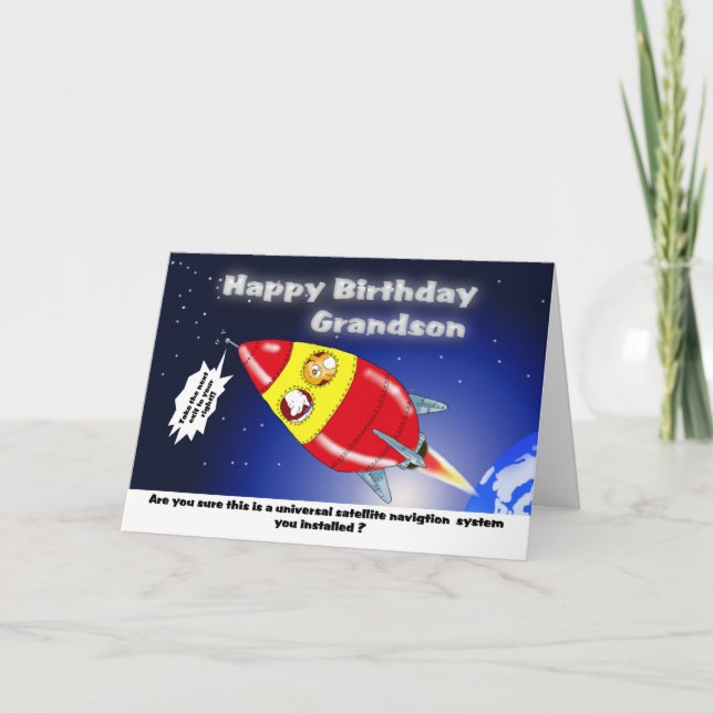 Carte Petit-fils drôle d'anniversaire de Rocket (Devant)
